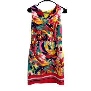 Signature By Robbie Bee Womens Sleeveless Colorful Artistic Print Dress Size 4P